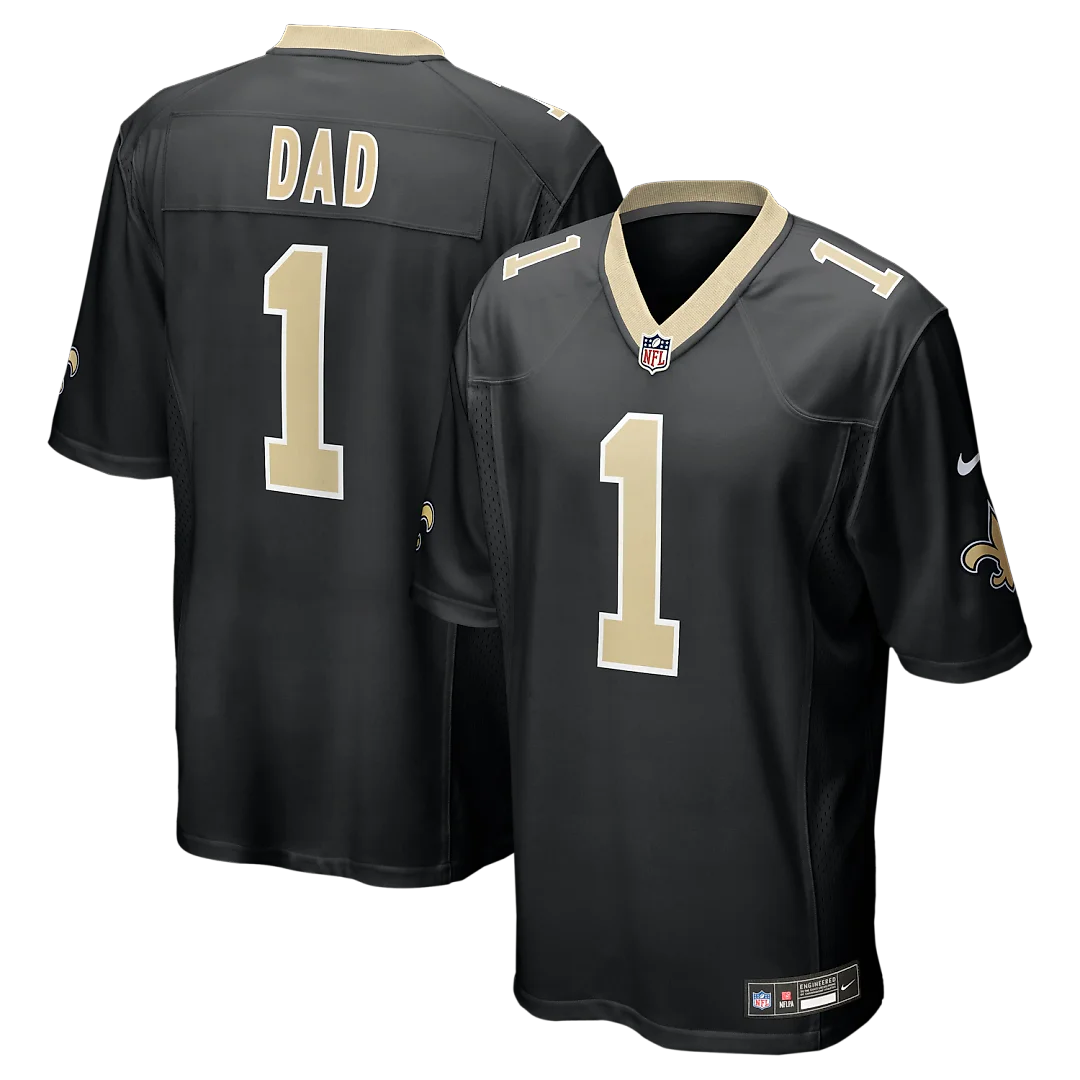 Zennovawear Number 1 Dad New Orleans Saints Game Jersey - Black