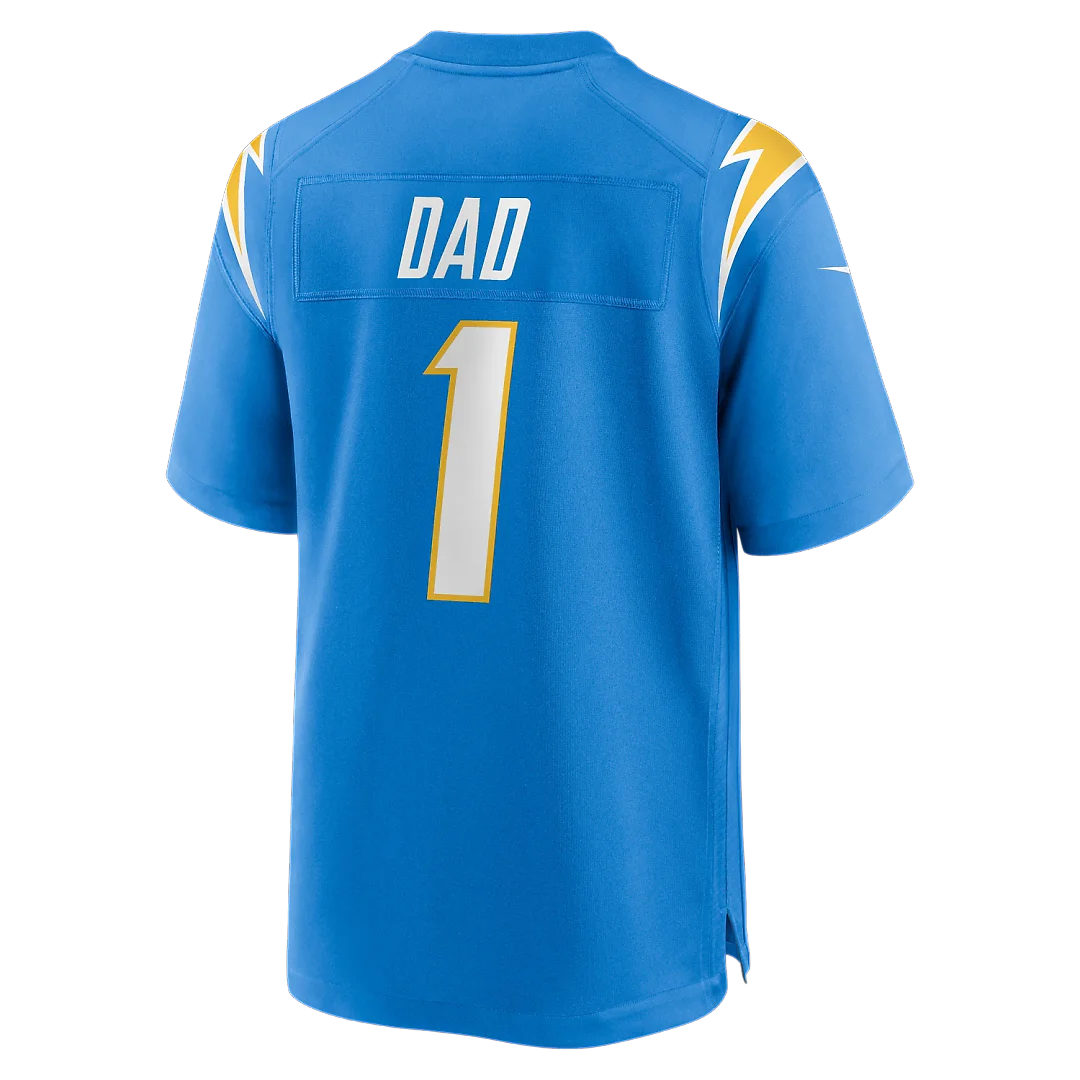 Zennovawear Number 1 Dad Los Angeles Chargers Game Jersey - Powder Blue