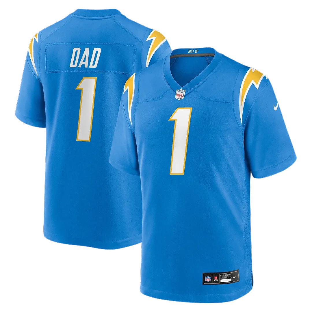 Zennovawear Number 1 Dad Los Angeles Chargers Game Jersey - Powder Blue
