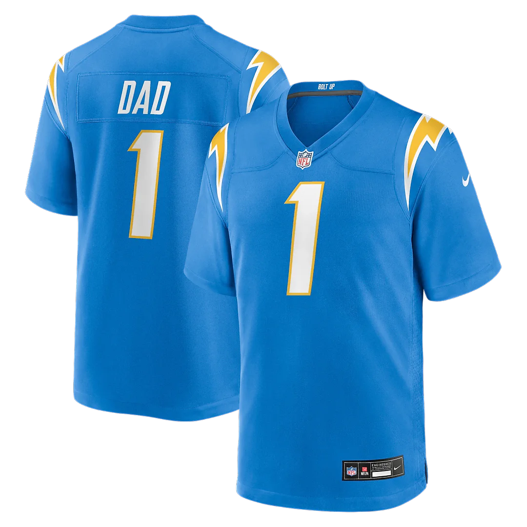 Zennovawear Number 1 Dad Los Angeles Chargers Game Jersey - Powder Blue