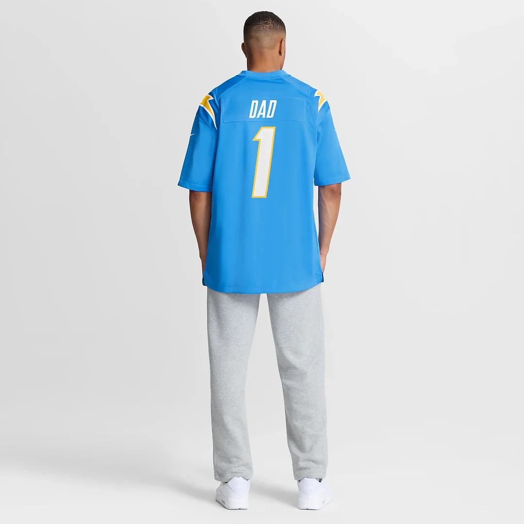 Zennovawear Number 1 Dad Los Angeles Chargers Game Jersey - Powder Blue