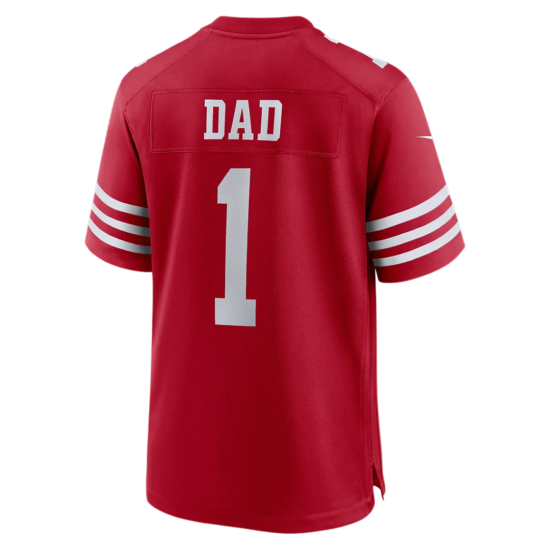 Zennovawear Number 1 Dad San Francisco 49ers Game Jersey - Scarlet