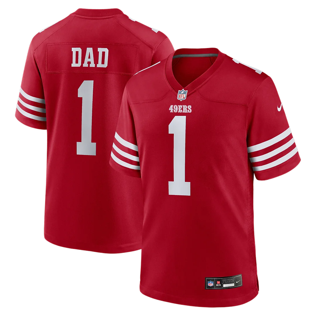 Zennovawear Number 1 Dad San Francisco 49ers Game Jersey - Scarlet