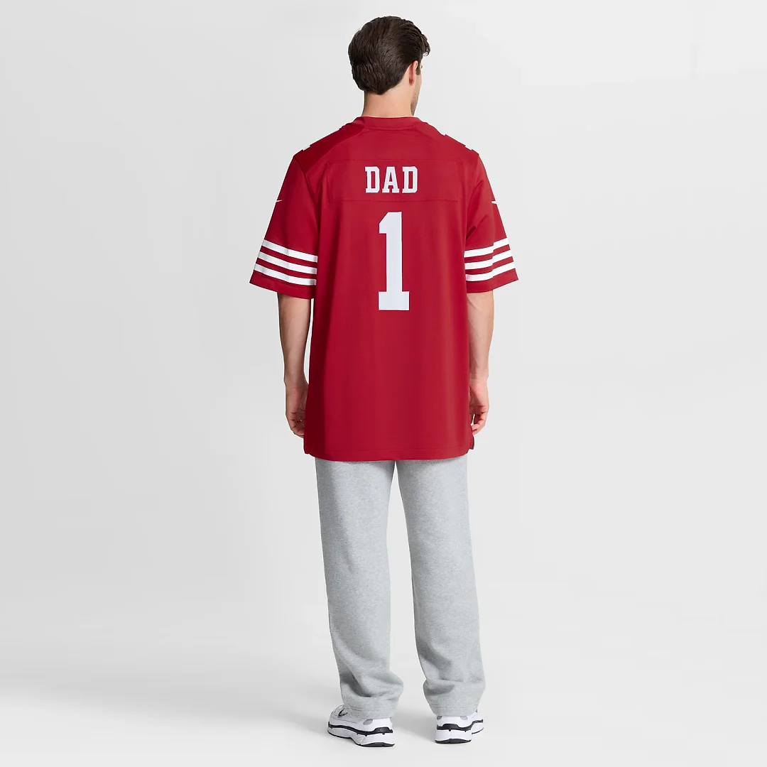 Zennovawear Number 1 Dad San Francisco 49ers Game Jersey - Scarlet