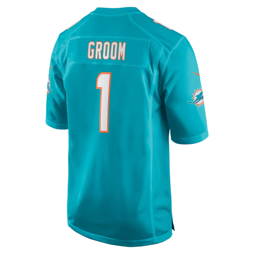 Zennovawear Number 1 Groom Miami Dolphins Game Jersey - Aqua