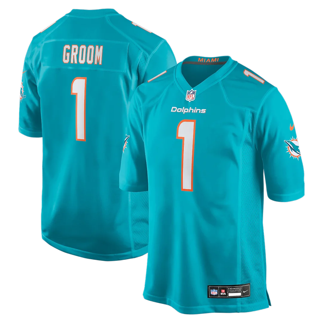 Zennovawear Number 1 Groom Miami Dolphins Game Jersey - Aqua