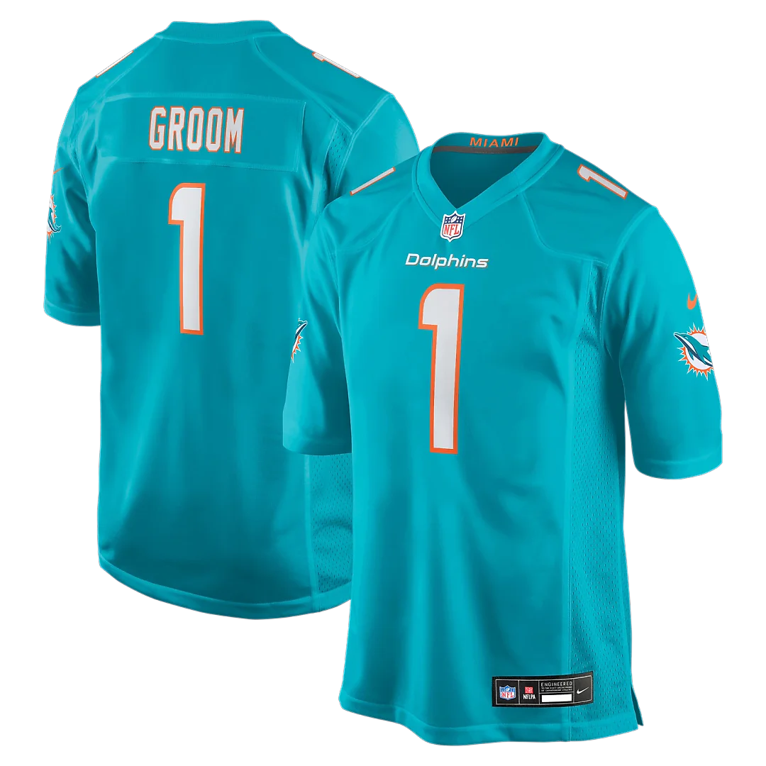 Zennovawear Number 1 Groom Miami Dolphins Game Jersey - Aqua