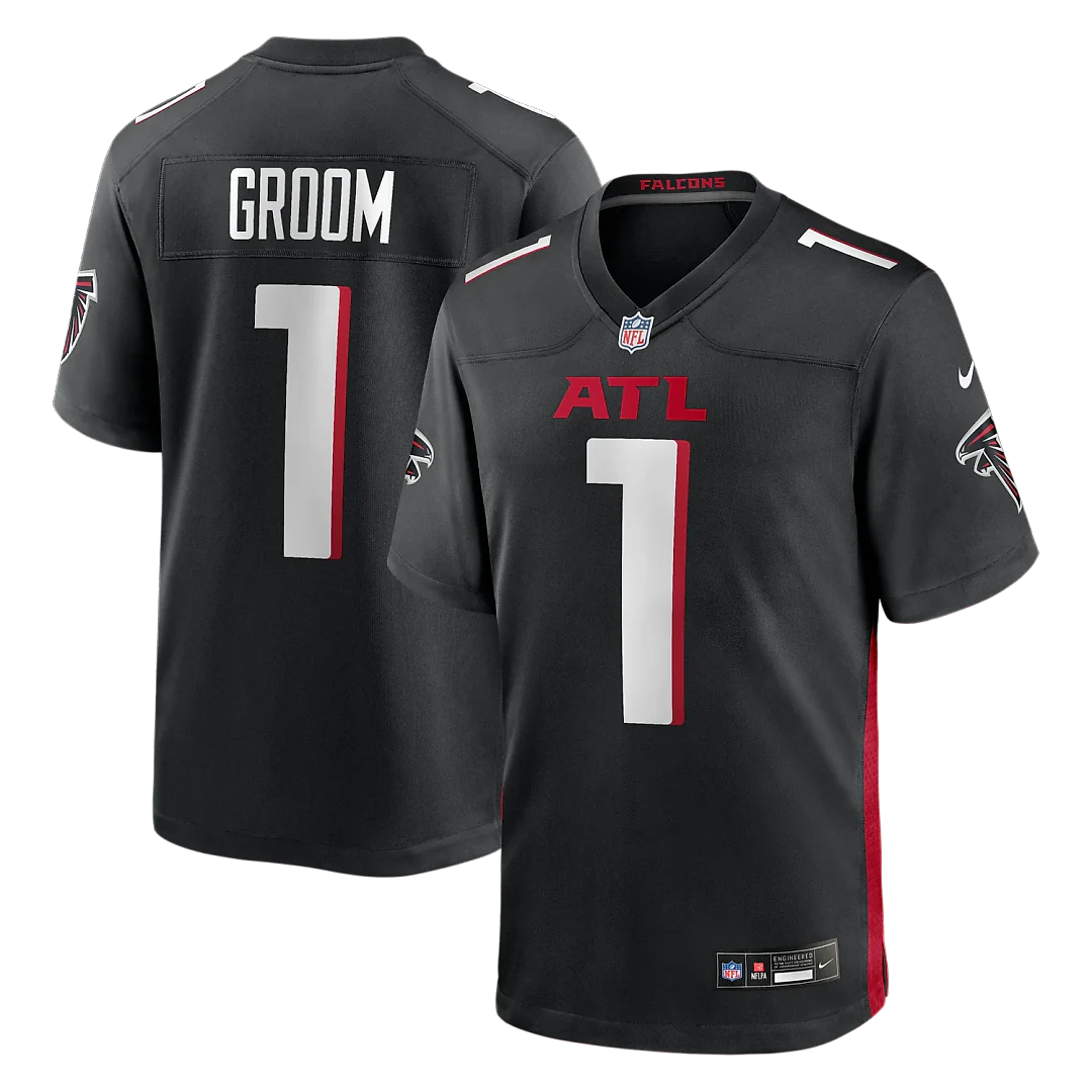Zennovawear Number 1 Groom Atlanta Falcons Game Jersey - Black
