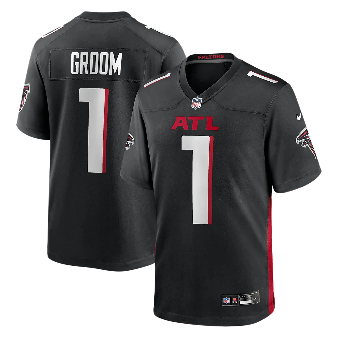 Zennovawear Number 1 Groom Atlanta Falcons Game Jersey - Black