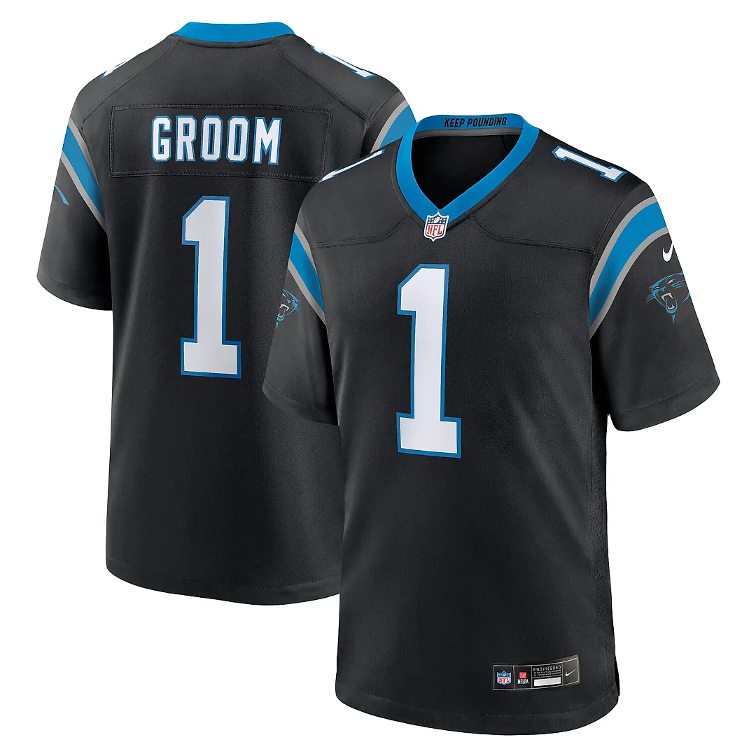 Zennovawear Number 1 Groom Carolina Panthers Game Jersey - Black