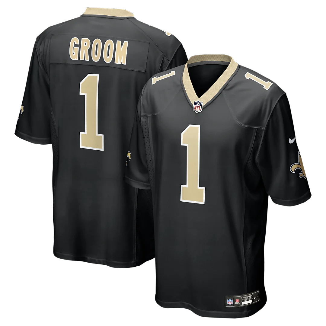 Zennovawear Number 1 Groom New Orleans Saints Game Jersey - Black