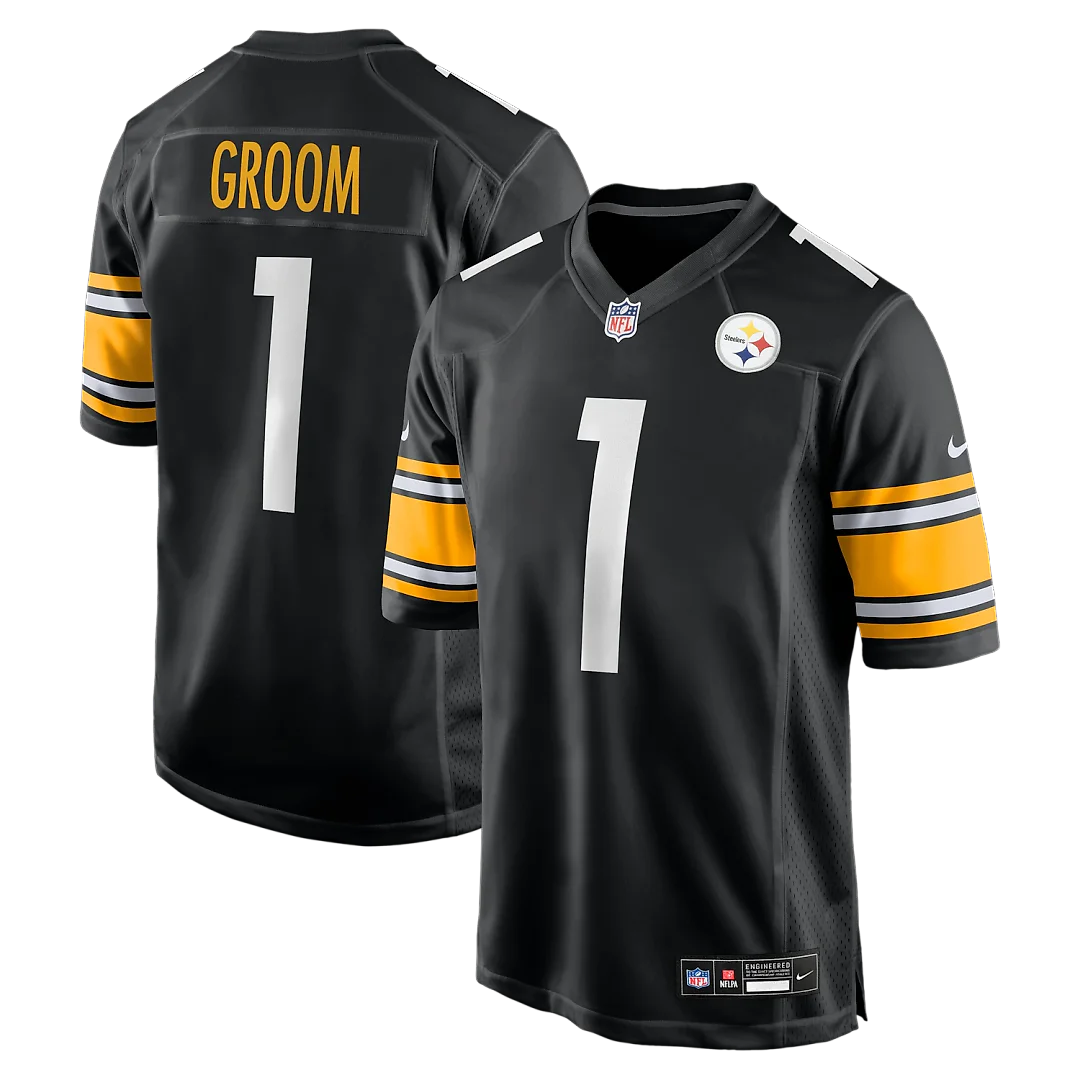 Zennovawear Number 1 Groom Pittsburgh Steelers Game Jersey - Black