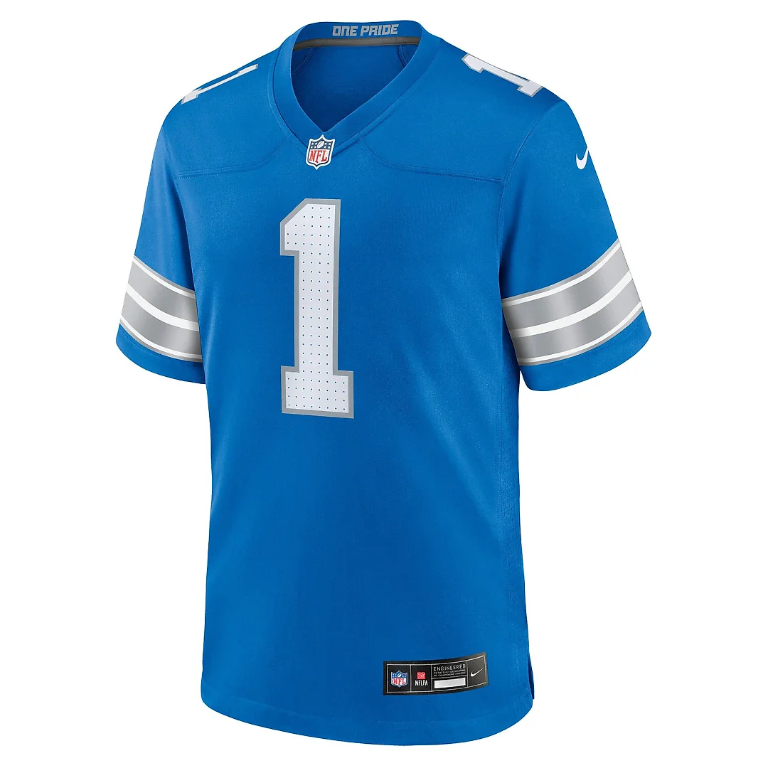 Zennovawear Number 1 Groom Detroit Lions Game Jersey - Blue