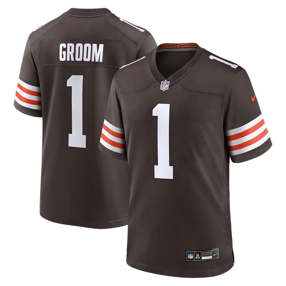 Zennovawear Number 1 Groom Cleveland Browns Game Jersey - Brown