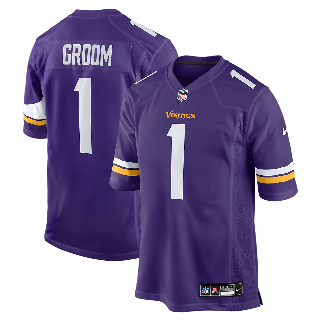 Zennovawear Number 1 Groom Minnesota Vikings Game Jersey - Purple