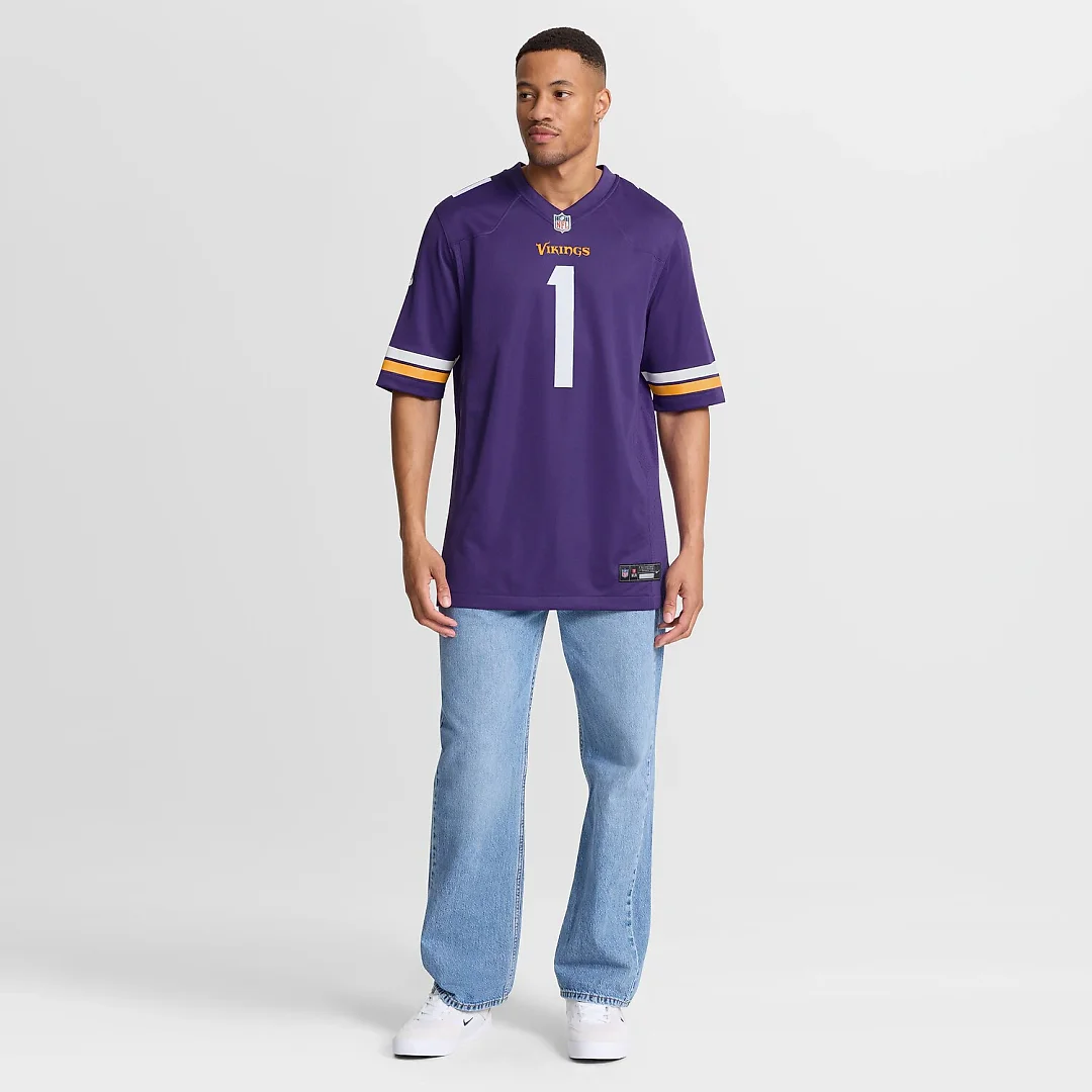 Zennovawear Number 1 Groom Minnesota Vikings Game Jersey - Purple