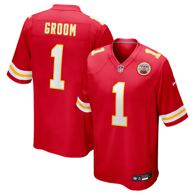 Zennovawear Number 1 Groom Kansas City Chiefs Game Jersey - Red