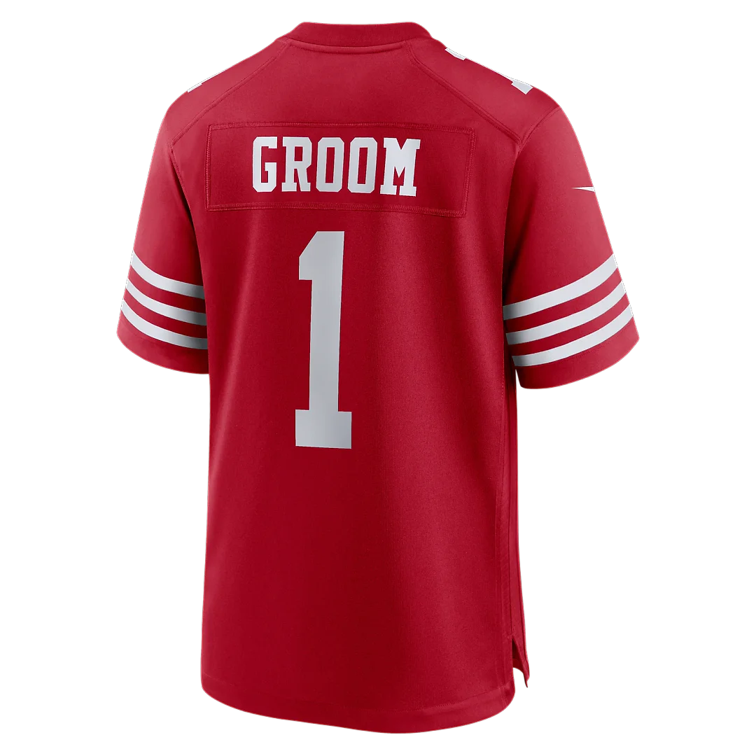 Zennovawear Number 1 Groom San Francisco 49ers Game Jersey - Scarlet