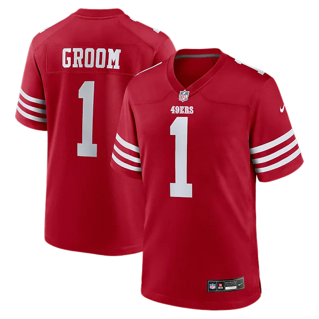 Zennovawear Number 1 Groom San Francisco 49ers Game Jersey - Scarlet