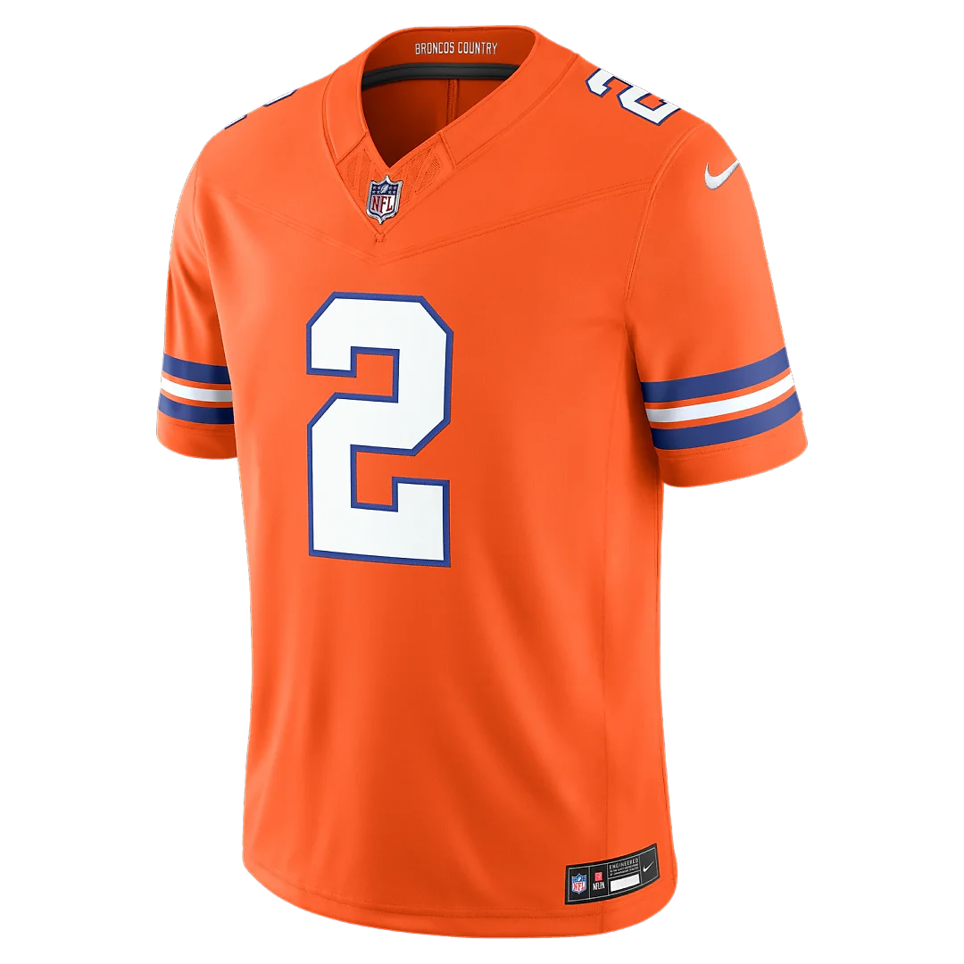 Zennovawear Pat Surtain II Denver Broncos Alternate Mile High Collection 1977 Throwback Vapor FUSE. Stitched Limited Jersey - Orange