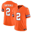Zennovawear Pat Surtain II Denver Broncos Alternate Mile High Collection 1977 Throwback Vapor FUSE. Stitched Limited Jersey - Orange