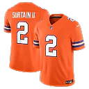 Zennovawear Pat Surtain II Denver Broncos Alternate Mile High Collection 1977 Throwback Vapor FUSE. Stitched Limited Jersey - Orange