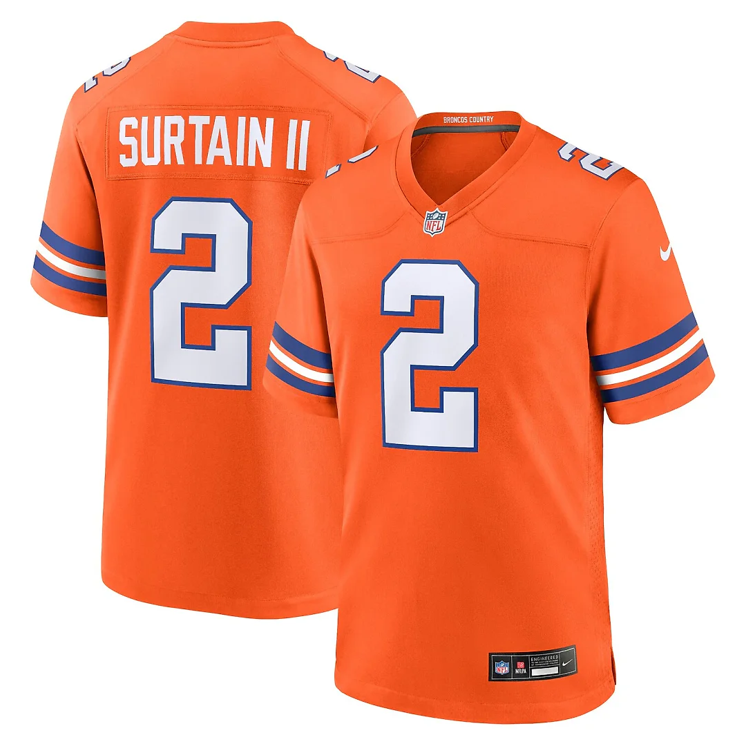 Zennovawear Patrick Surtain II Denver Broncos Mile High Collection 1977 Throwback Player Game Jersey - Orange