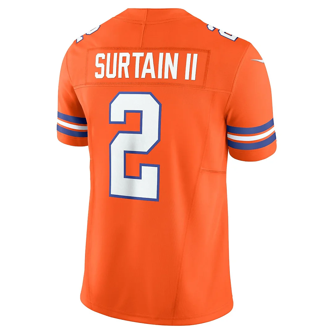 Zennovawear Patrick Surtain II Denver Broncos Alternate Mile High Collection 1977 Throwback Vapor FUSE. Limited Jersey - Orange