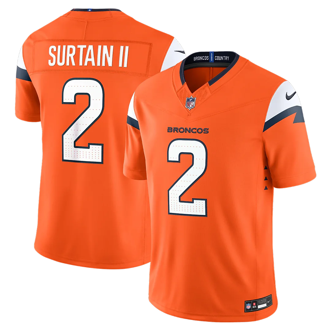 Zennovawear Patrick Surtain II Denver Broncos Team Vapor FUSE. Stitched Limited Jersey - Orange