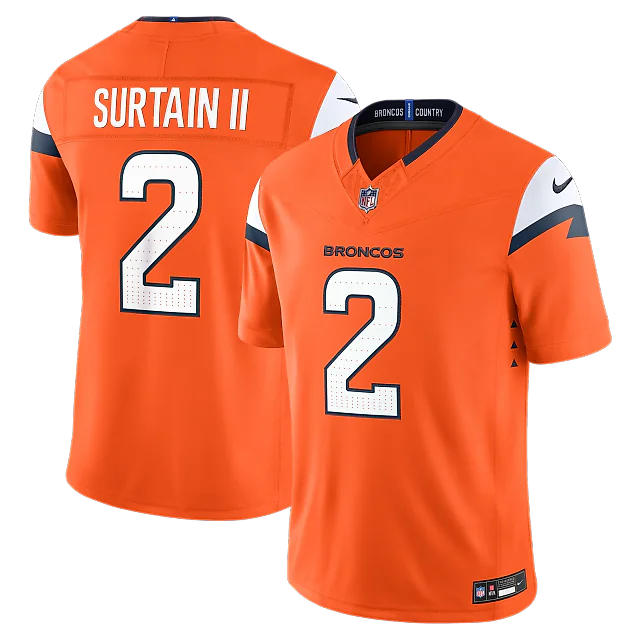 Zennovawear Patrick Surtain II Denver Broncos Team Vapor FUSE. Stitched Limited Jersey - Orange