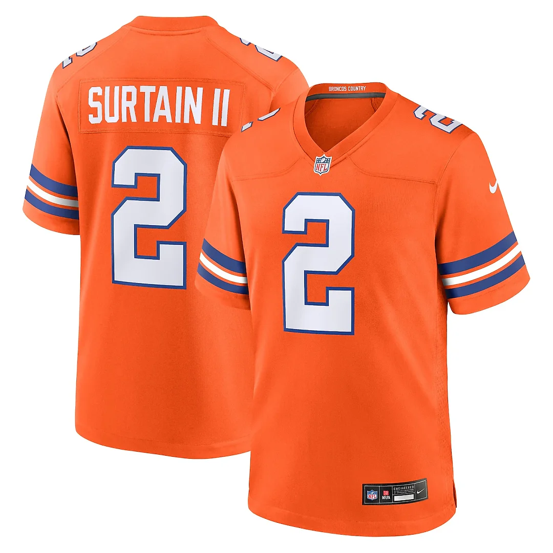 Zennovawear Patrick Surtain II Denver Broncos Mile High Collection 1977 Throwback Player Game Jersey - Orange