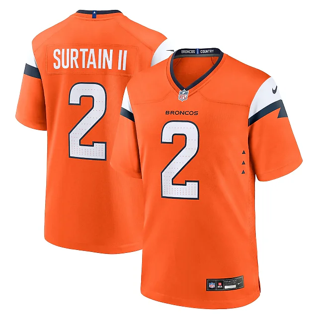 Zennovawear Patrick Surtain II Denver Broncos Team Game Jersey - Orange