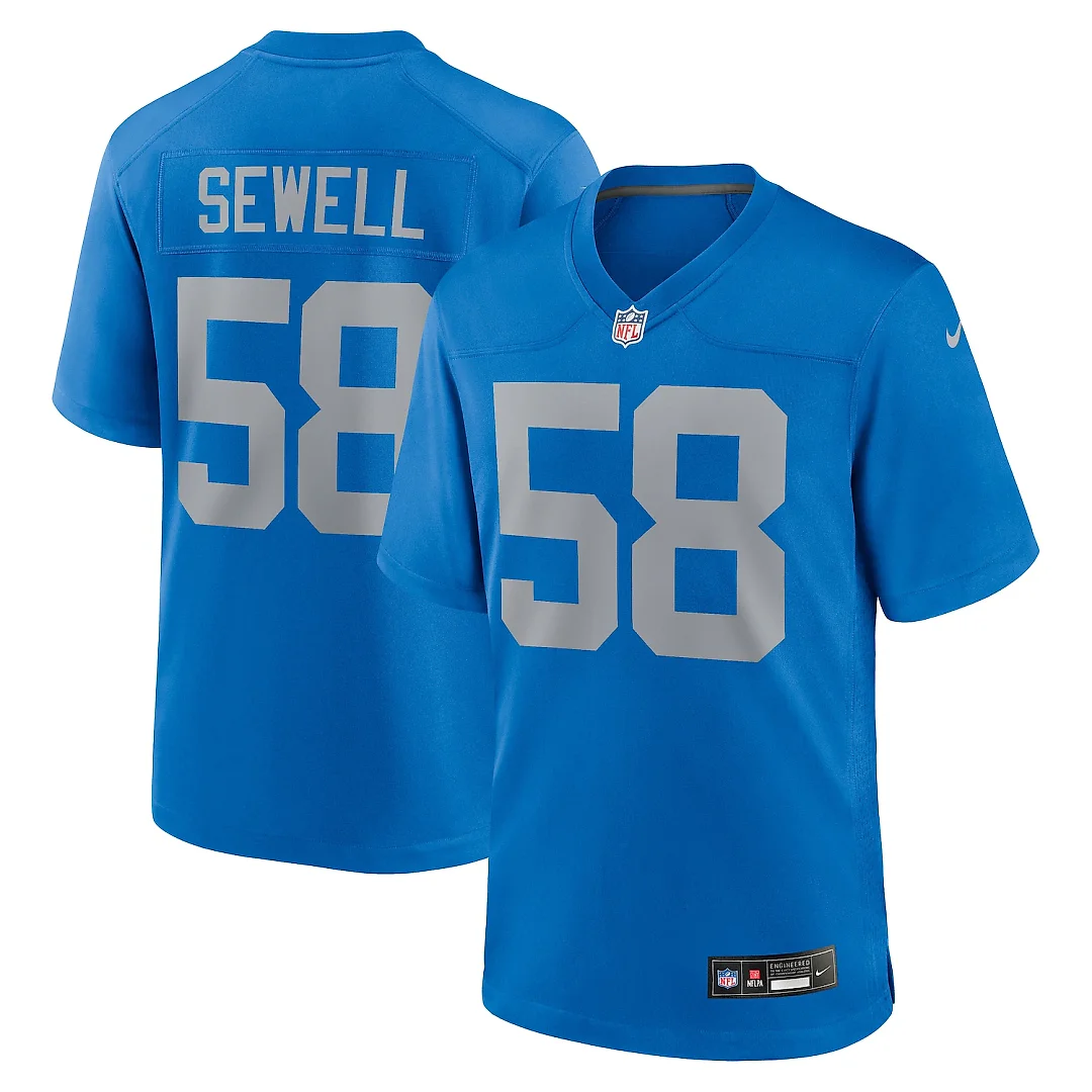 Zennovawear Penei Sewell Detroit Lions Alternate Game Jersey - Blue