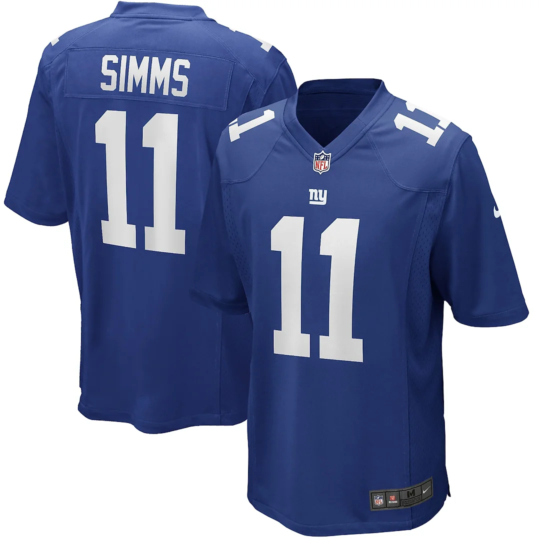 Zennovawear Phil Simms New York Giants Game Retired Player Jersey - Royal