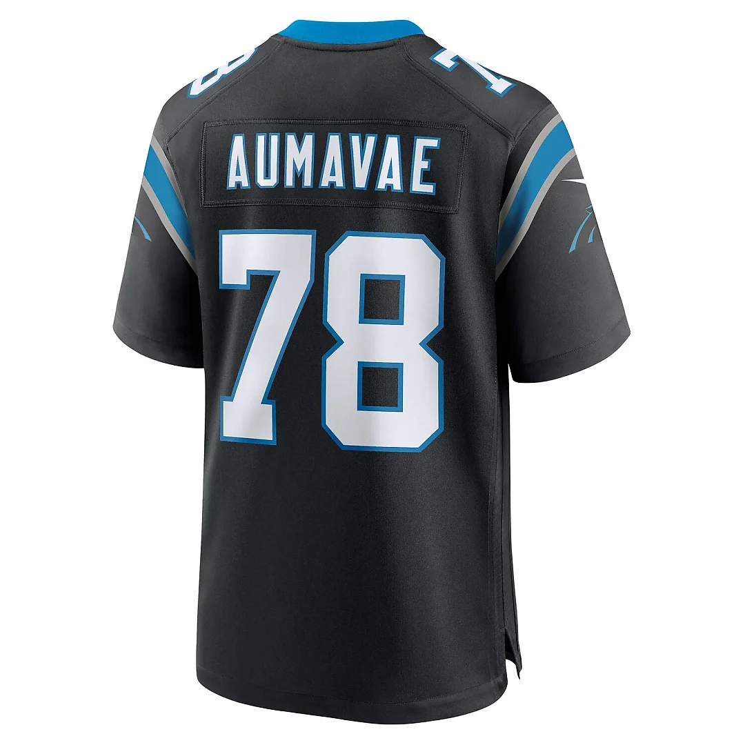 Zennovawear Popo Aumavae Carolina Panthers Team Game Jersey - Black