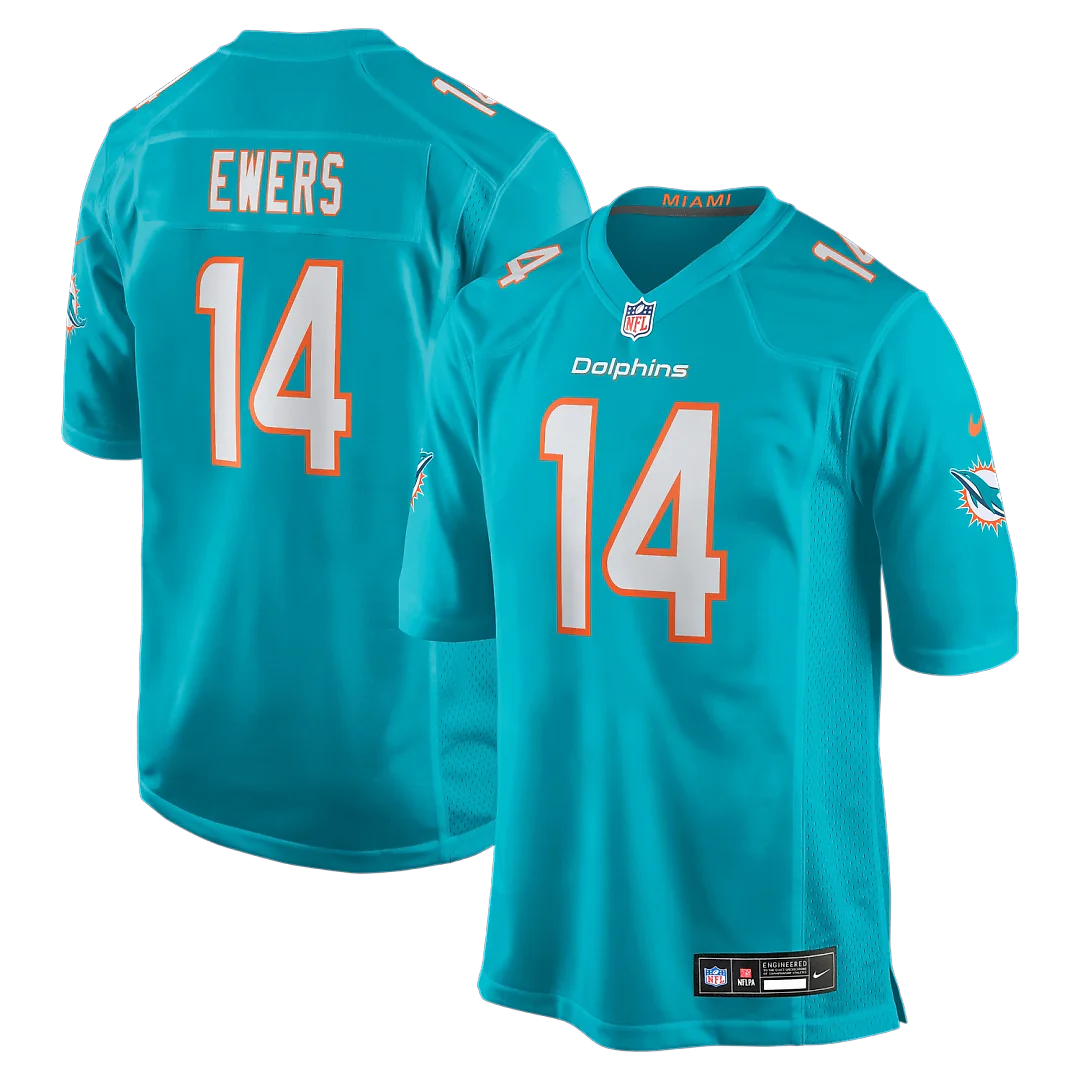 Zennovawear Quinn Ewers Miami Dolphins Team Game Jersey - Aqua