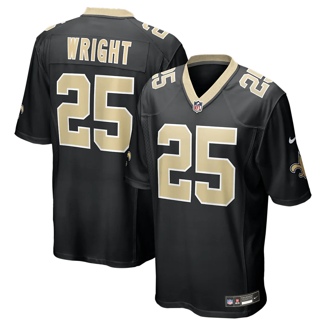 Zennovawear Rejzohn Wright New Orleans Saints Team Game Jersey - Black