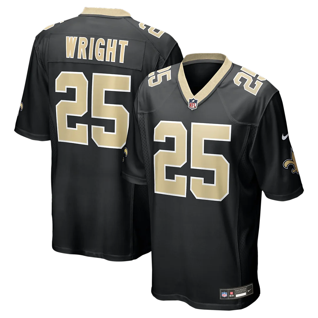 Zennovawear Rejzohn Wright New Orleans Saints Team Game Jersey - Black