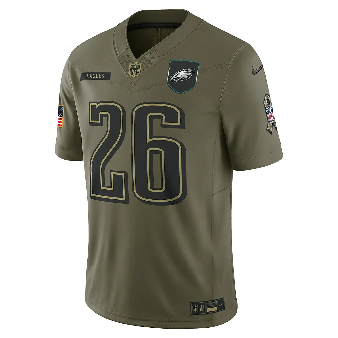 Zennovawear Saquon Barkley Philadelphia Eagles 2025 Salute to Service Limited Jersey - Olive