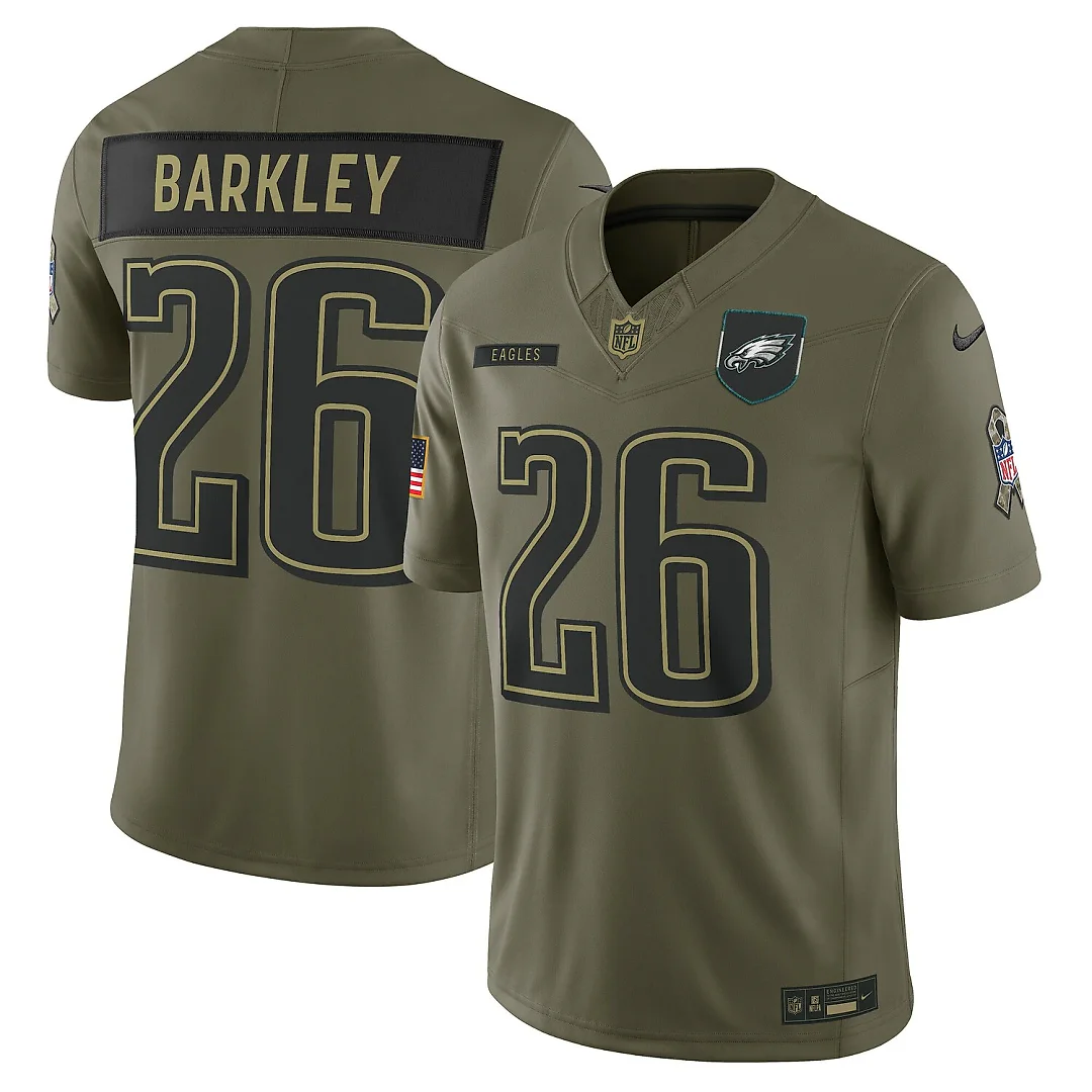Zennovawear Saquon Barkley Philadelphia Eagles 2025 Salute to Service Limited Jersey - Olive