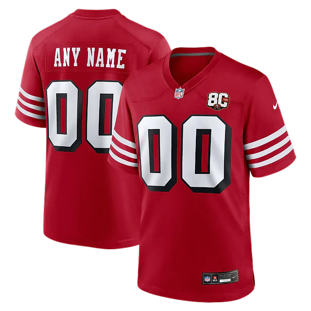 Zennovawear San Francisco 49ers 80th Anniversary Alternate Custom Game Jersey - Scarlet