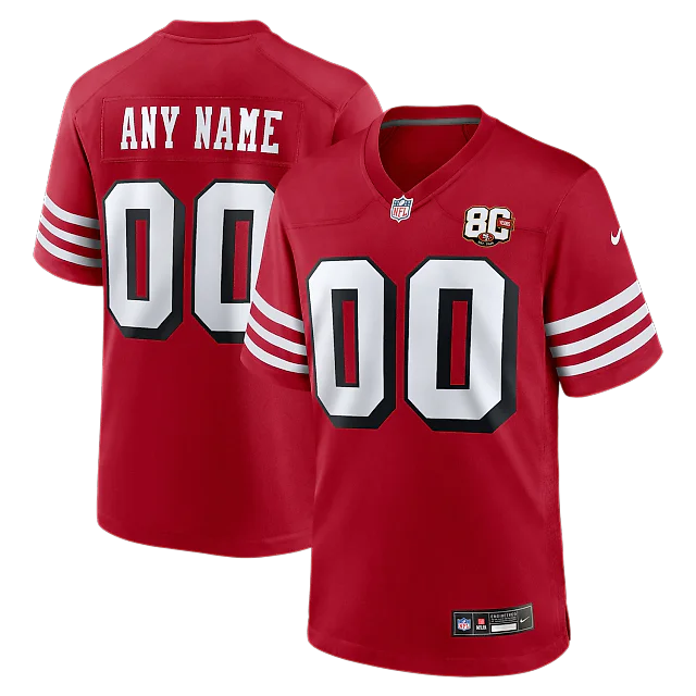 Zennovawear San Francisco 49ers 80th Anniversary Alternate Custom Game Jersey - Scarlet