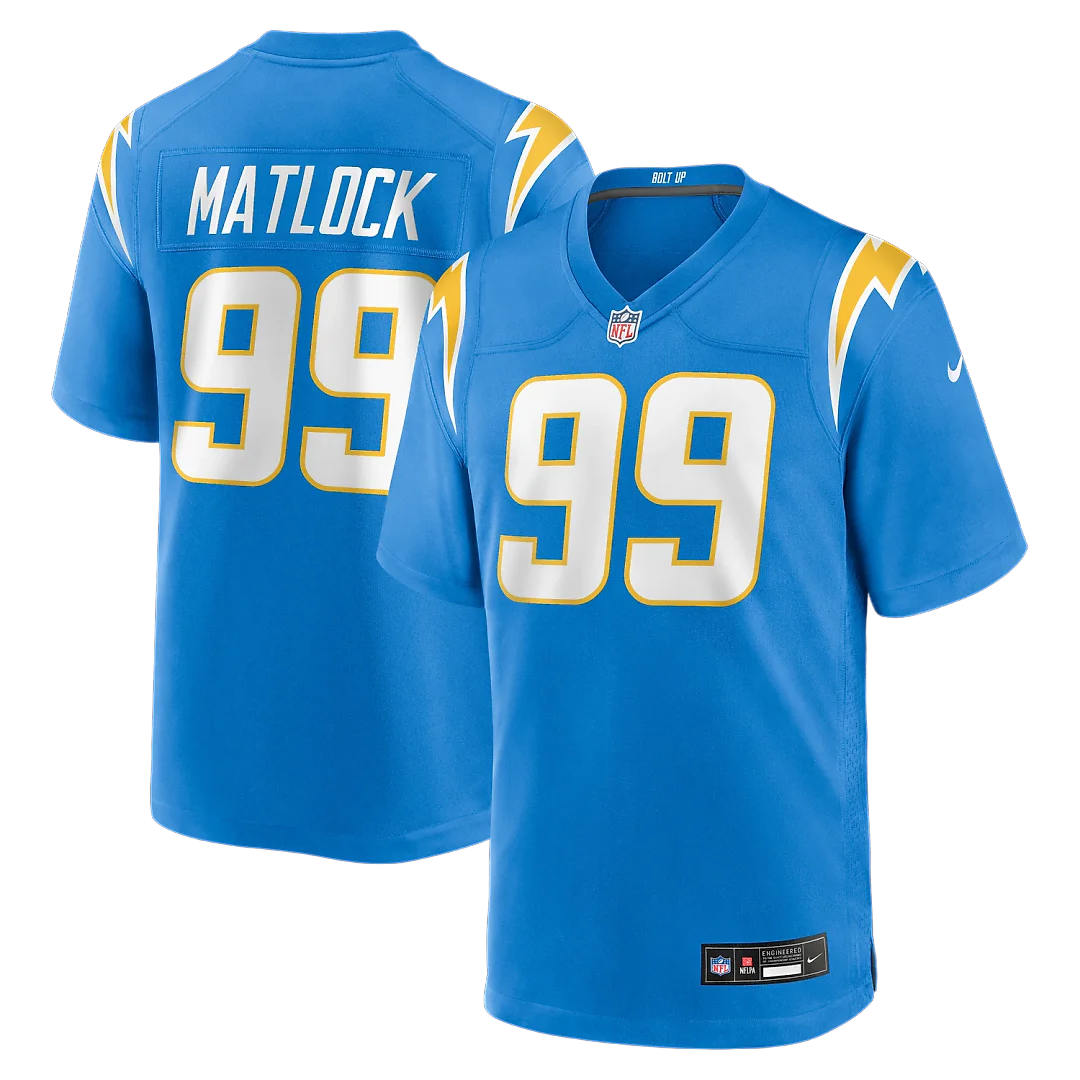 Zennovawear Scott Matlock Los Angeles Chargers Team Game Jersey - Powder Blue