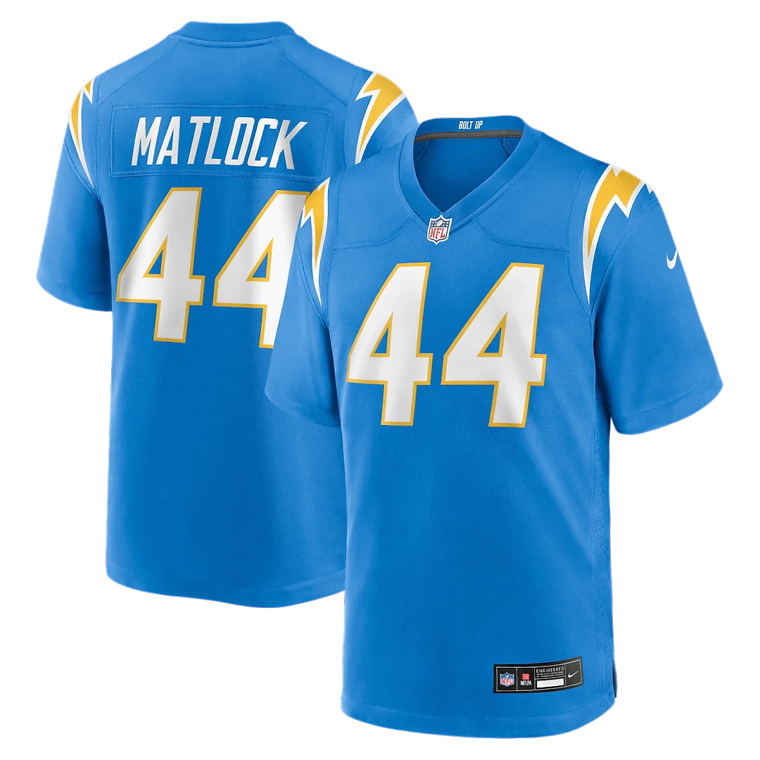 Zennovawear Scott Matlock Los Angeles Chargers Team Game Jersey - Powder Blue