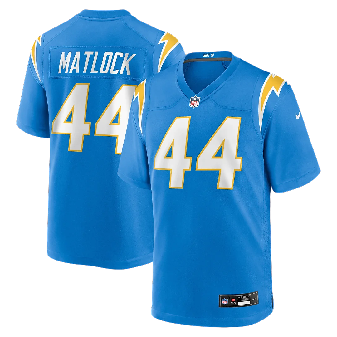Zennovawear Scott Matlock Los Angeles Chargers Team Game Jersey - Powder Blue