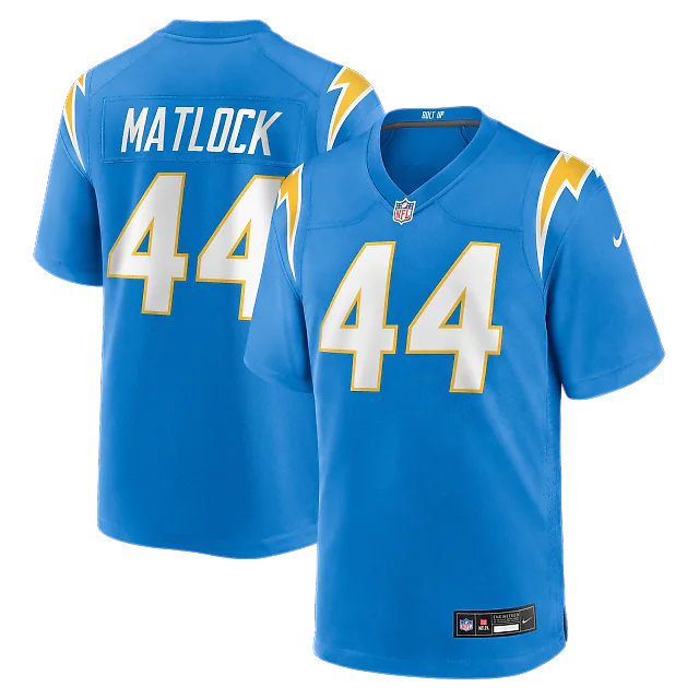Zennovawear Scott Matlock Los Angeles Chargers Team Game Jersey - Powder Blue