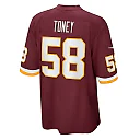 Zennovawear Shaka Toney Washington Football Team Game Jersey - Burgundy