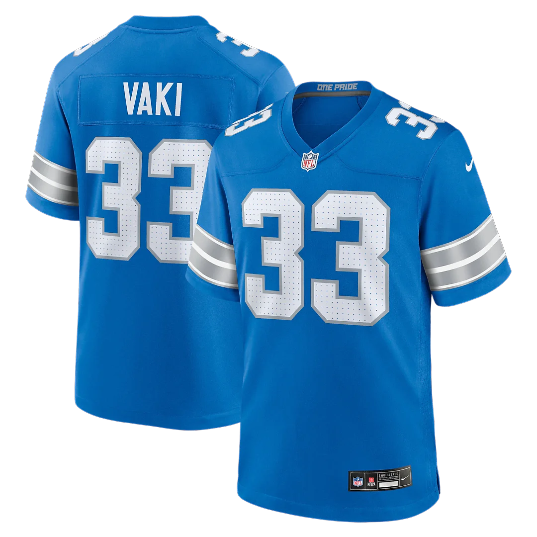 Zennovawear Sione Vaki Detroit Lions Team Game Jersey - Blue