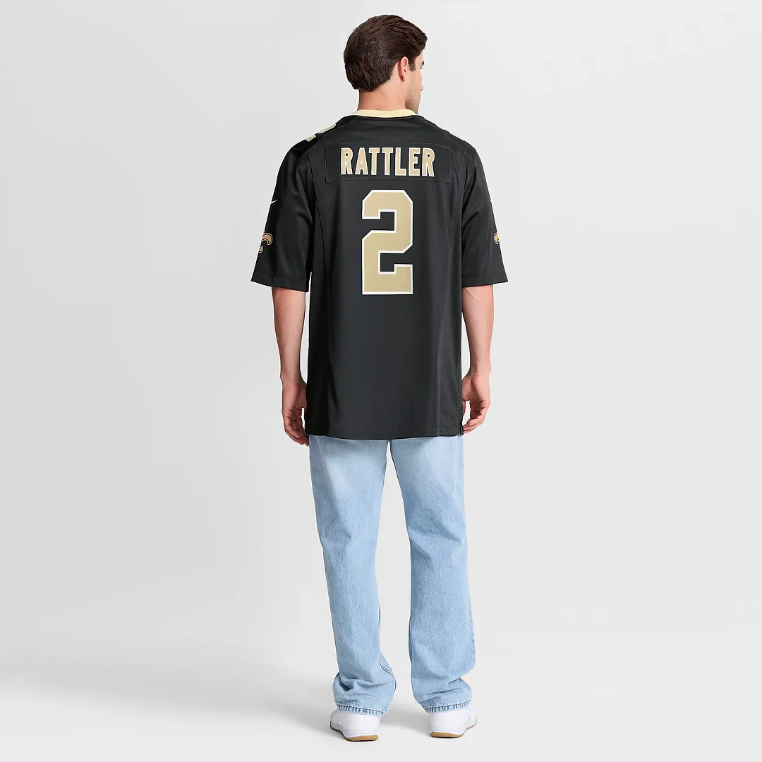 Zennovawear Spencer Rattler New Orleans Saints Team Game Jersey - Black