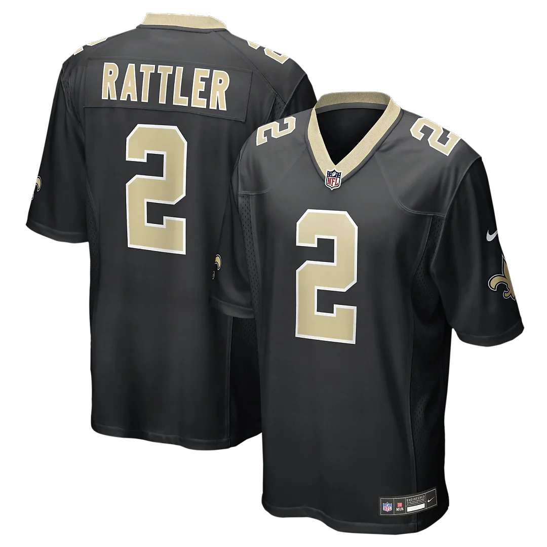 Zennovawear Spencer Rattler New Orleans Saints Team Game Jersey - Black